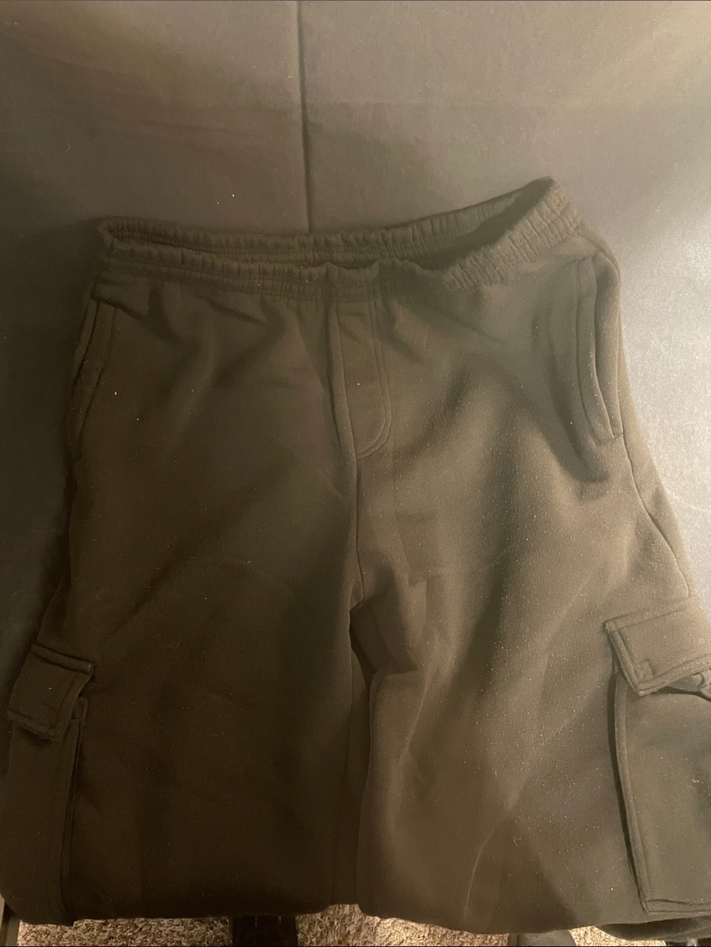 Men's Black Cargo Sweat Pants with Elastic Waist